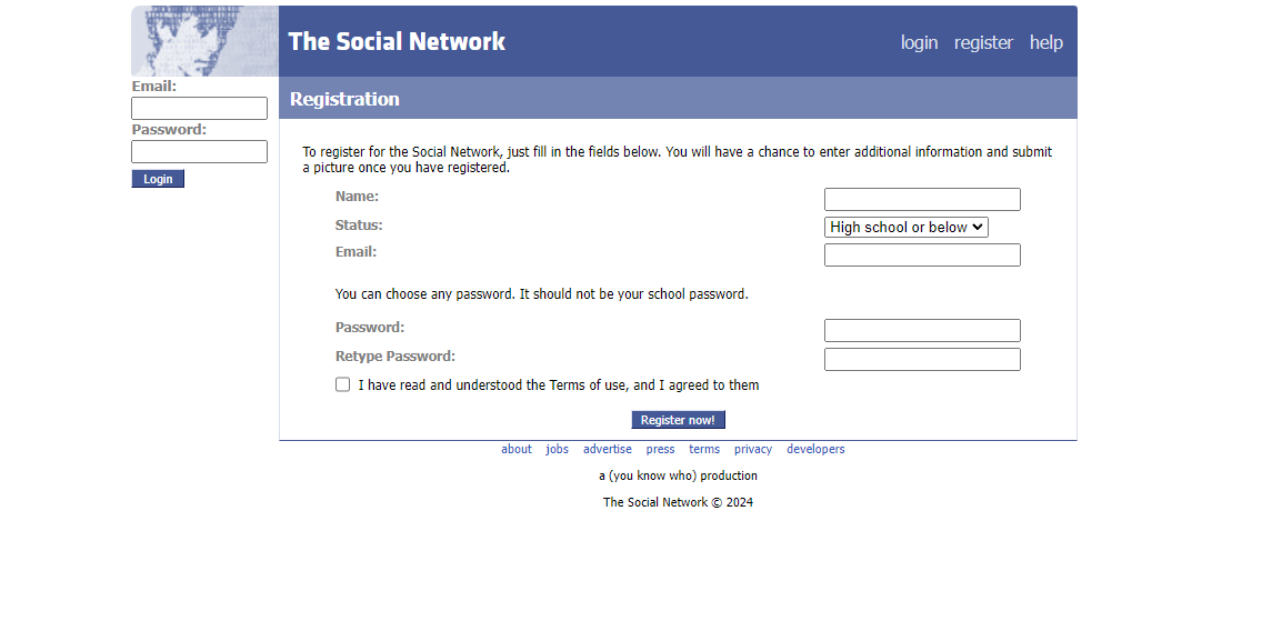 An image of the social network project